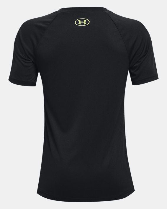Boys' UA Tech™ Big Logo Splash Short Sleeve in Black image number 1